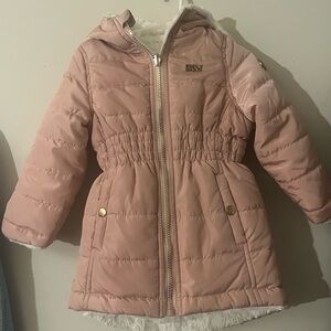 DKNY Blush Pink Puffer Coat for Kids